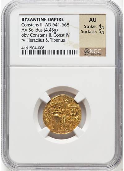 梧彩钱庄捡漏拍柒月3 - Constans II, AD 641-668 拜占庭帝国君士坦斯金币