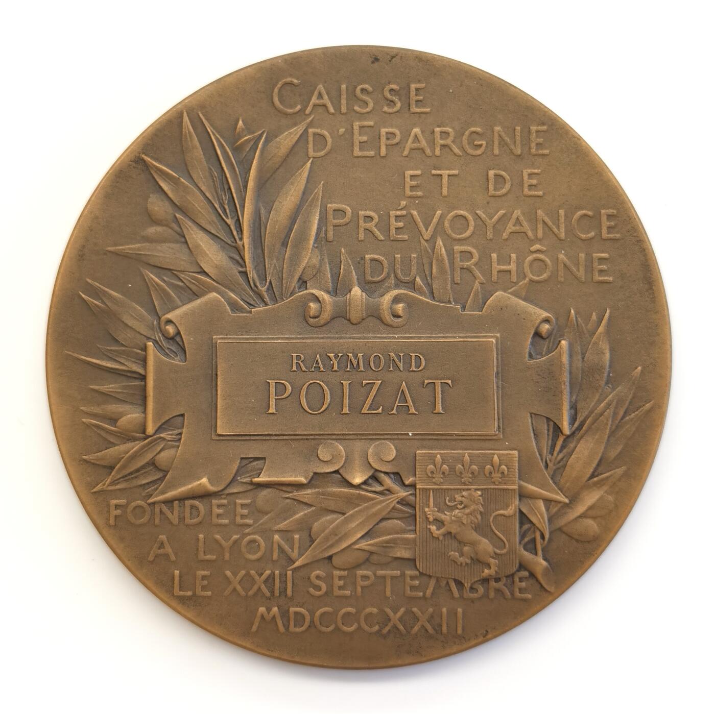 博洋堂“夏光旖旎”7月精品专场暨第085期（全场包邮） 1897年法国储蓄银行铜章（原盒），帕蒂（Patey）作品，直径72mm，156.7g，边铭丰饶角+BRONZE