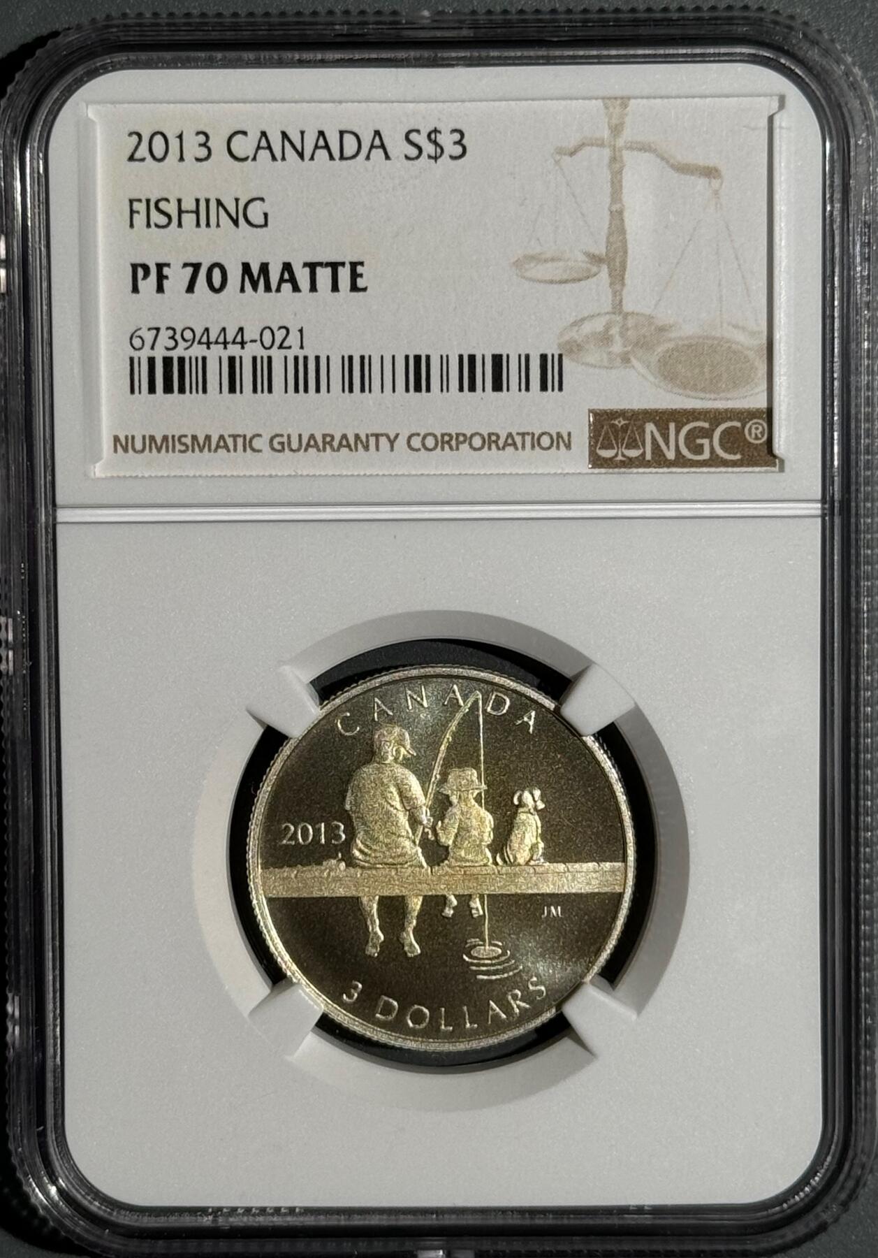 加拿大2013年父子钓鱼银币 PF70Matte 