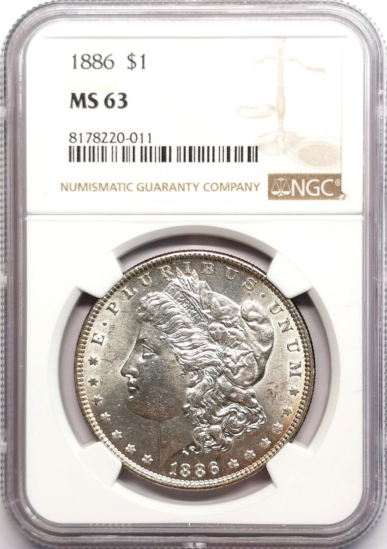 凡希社世界钱币微拍第二百七十八期 1886美国摩根壹元NGC-MS63