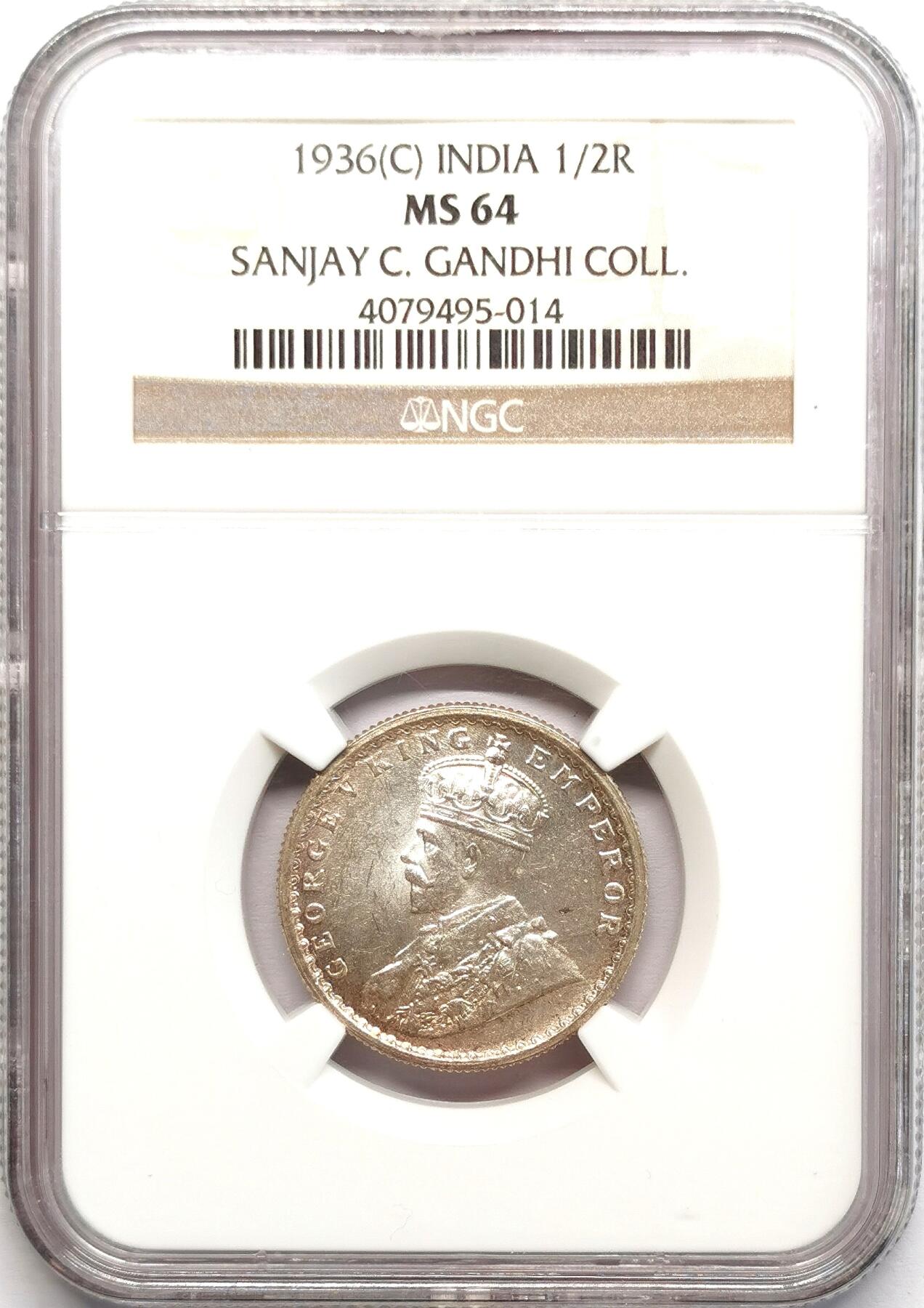 凡希社世界钱币微拍第二百七十八期 1936英属印度乔五1/2卢比NGC-MS64