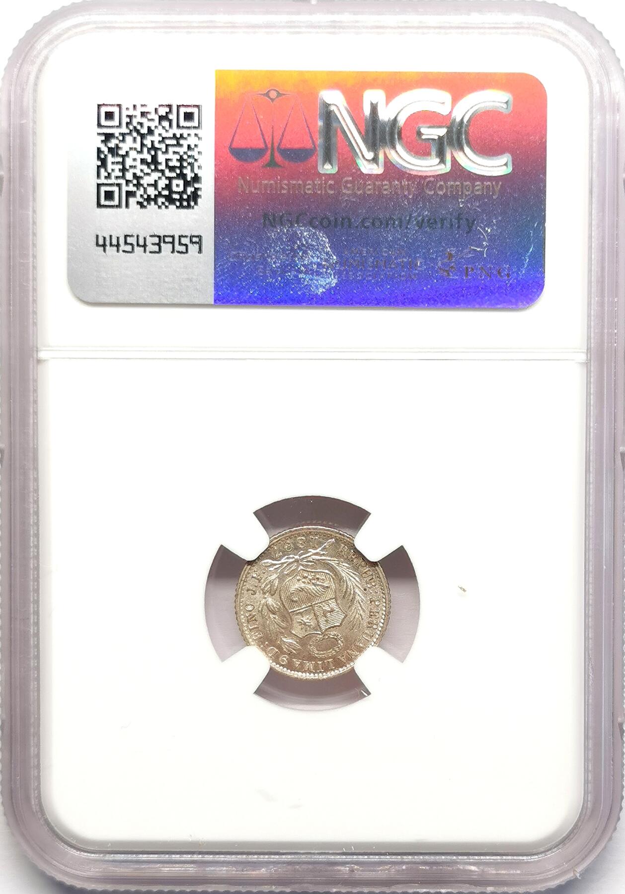 凡希社世界钱币微拍第二百七十八期 1897秘鲁座人1/2D银辅币NGC-MS63