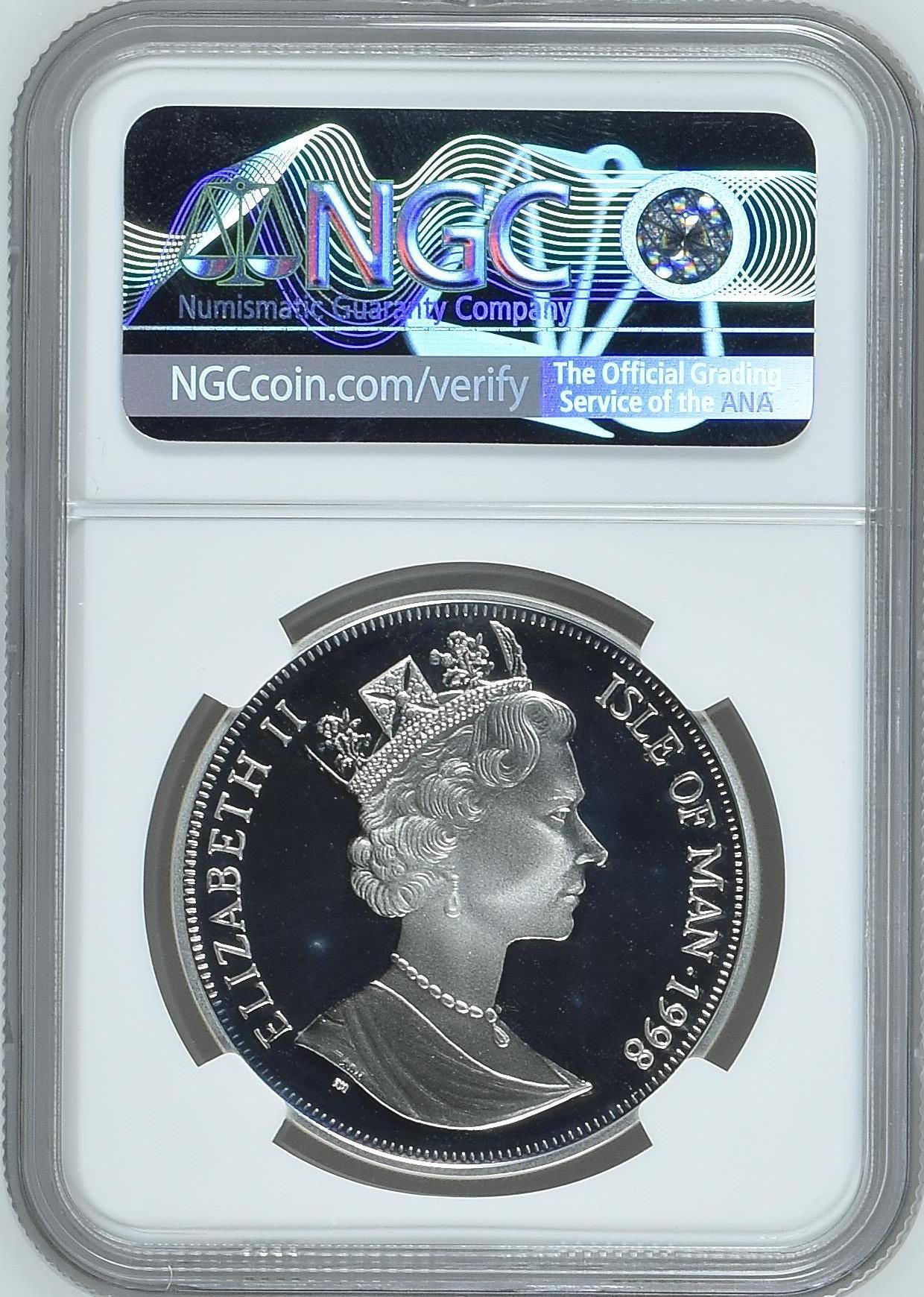 长老汇龙年精选第十三场拍卖 1998马恩1克朗马可波罗精制银币，NGC PF68UC，唯一季军，更高5枚