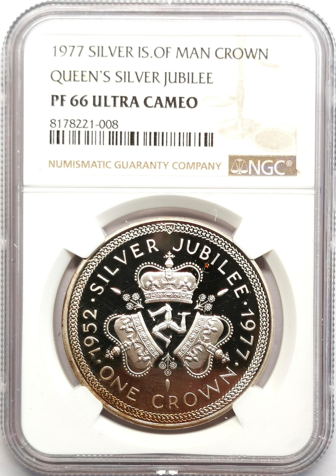 凡希社世界钱币微拍第二百七十八期 1977马恩岛伊丽莎白加冕25周年纪念克朗大银NGC-PF66UC