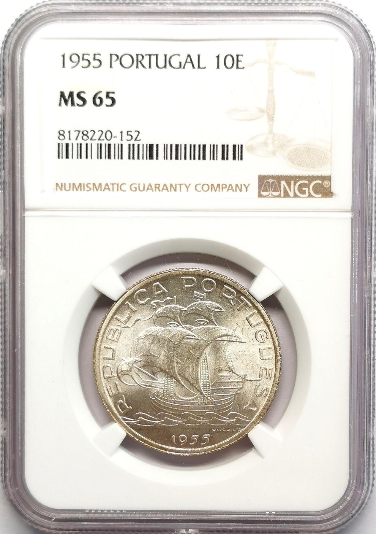 凡希社世界钱币微拍第二百七十八期 1955葡萄牙10E银币NGC-MS65