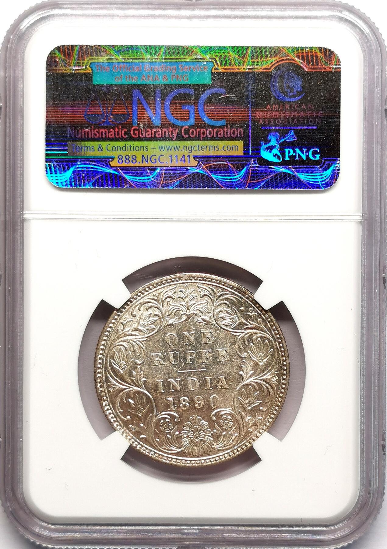 凡希社世界钱币微拍第二百七十八期 1890B英属印度小维卢比NGC-MS62