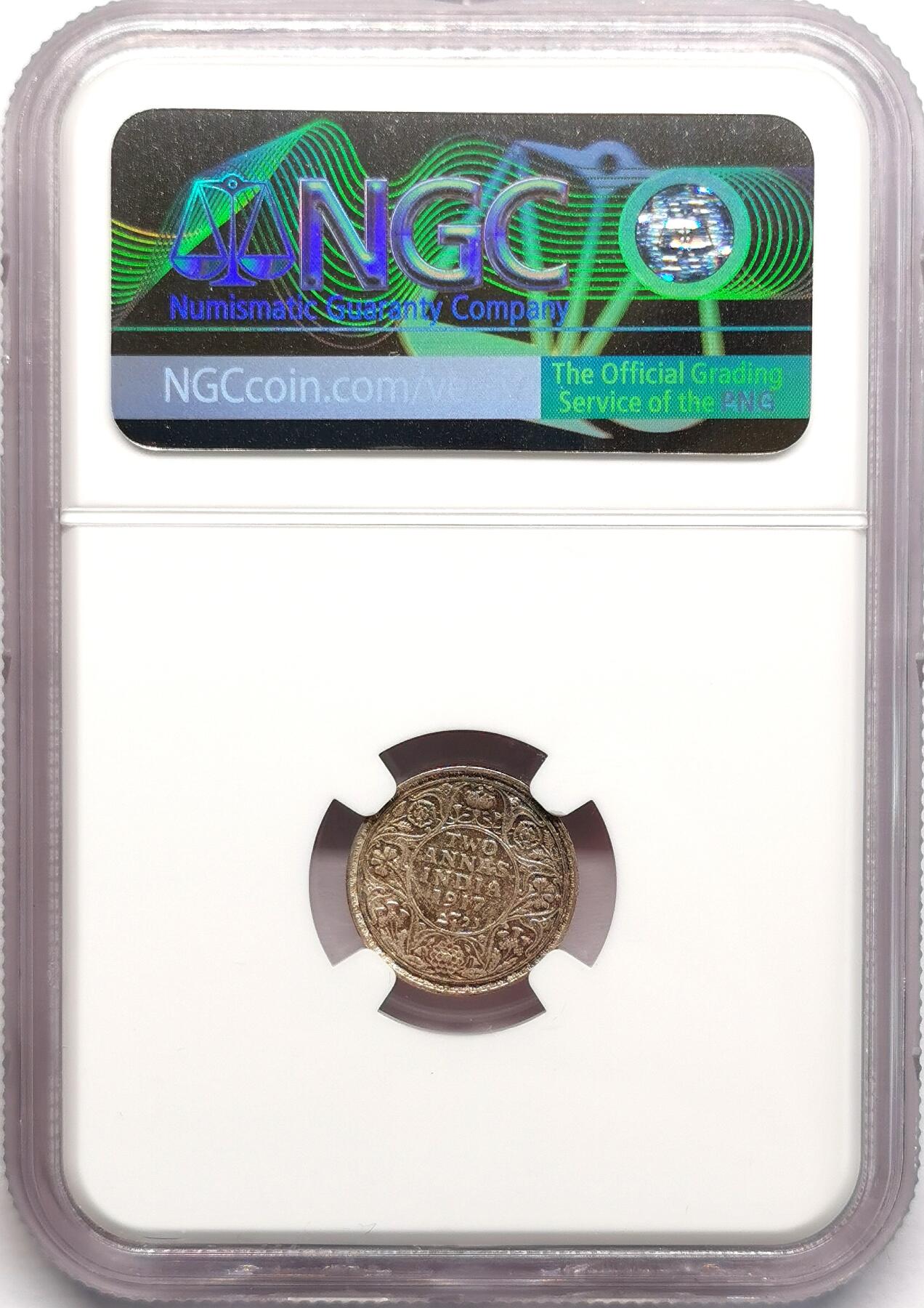 凡希社世界钱币微拍第二百七十八期 1917英属印度乔五2安那银辅币NGC-MS62