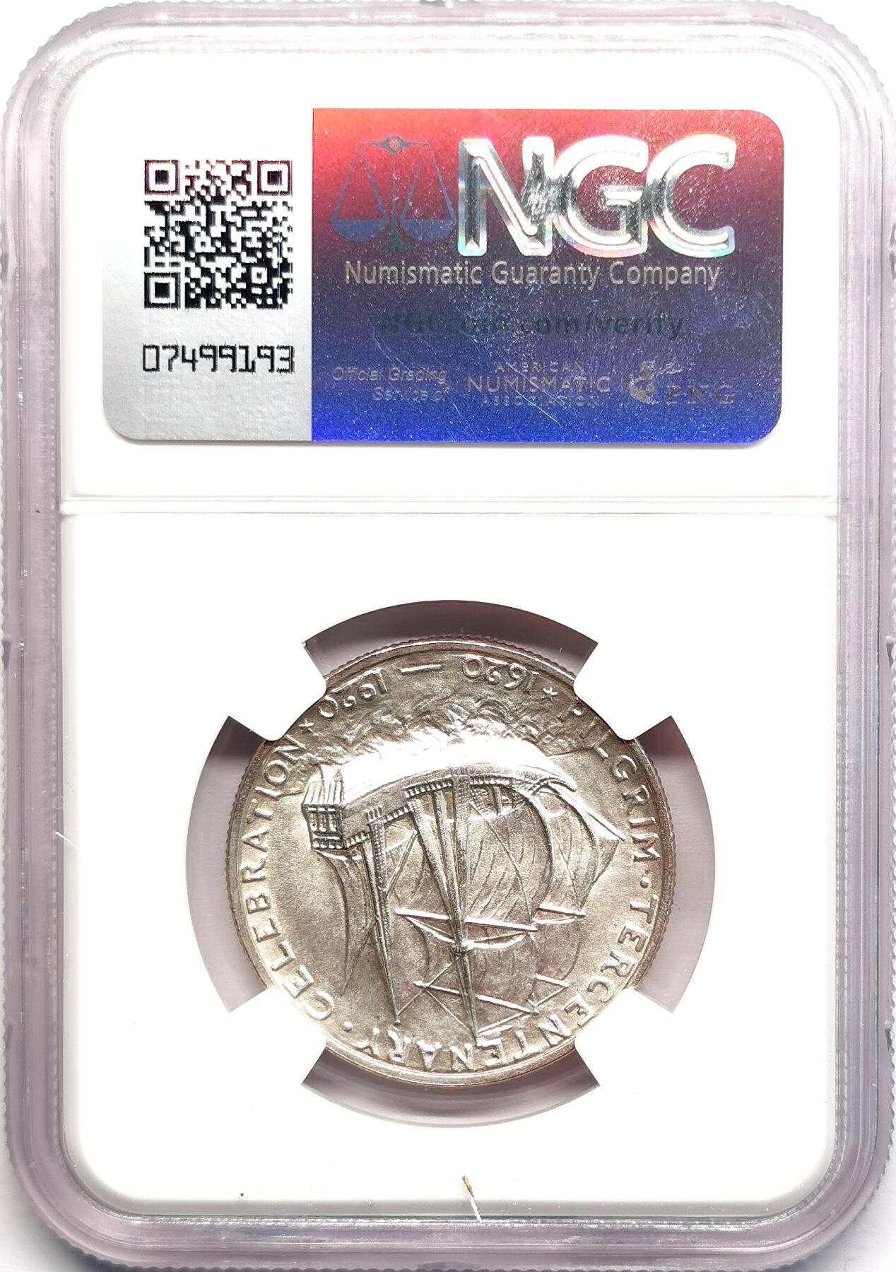 凡希社世界钱币微拍第二百七十八期 1920美国清教徒移民三百年纪念50美分NGC-MS64