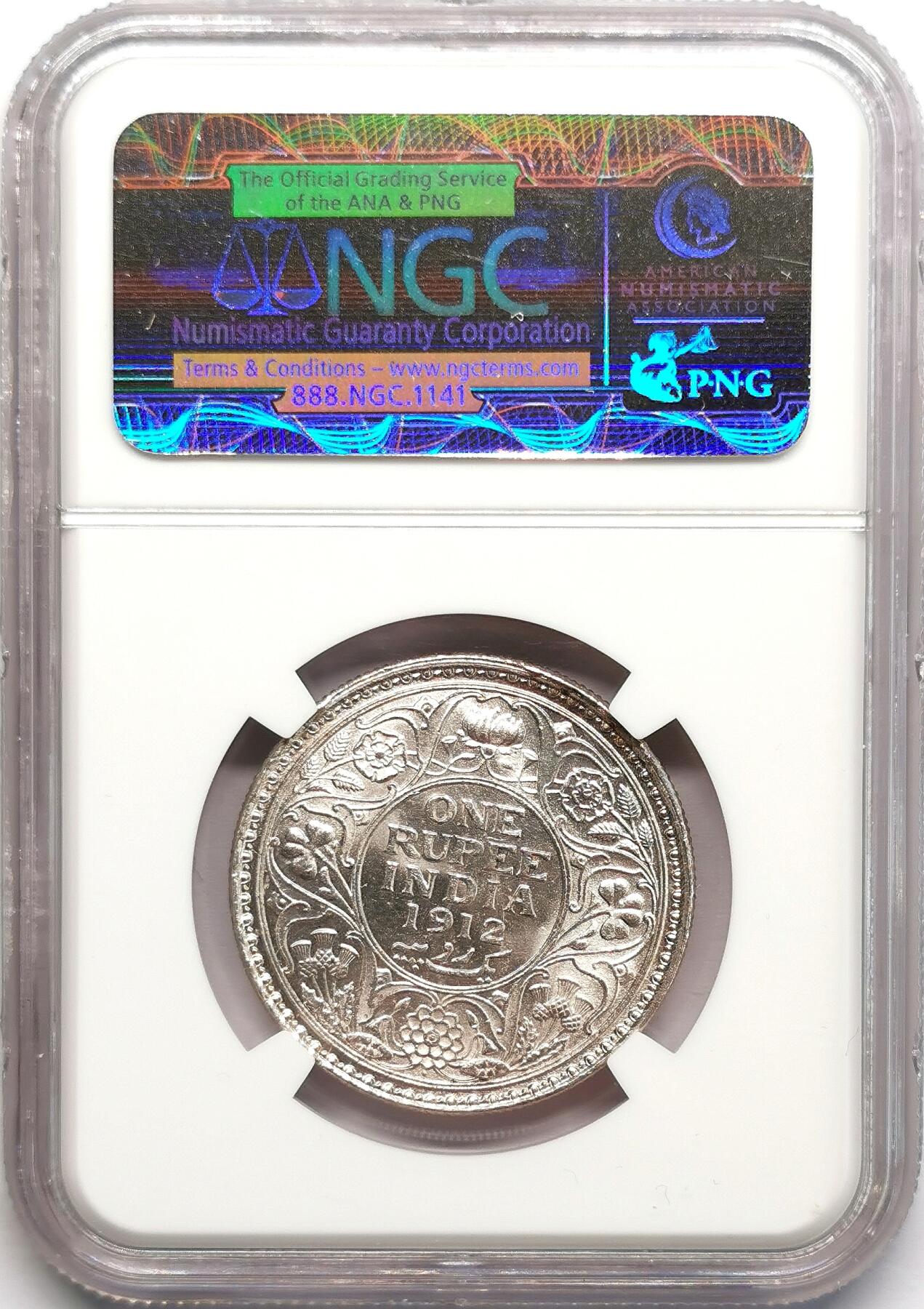 凡希社世界钱币微拍第二百七十八期 1912英属印度乔五卢比NGC-MS63