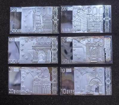 北京马甸外国币专卖微拍第123期，外国非贵金属纪念币，流通币专场，陆续上新，欢迎关注 - 镀银欧元纸币纪念银薄