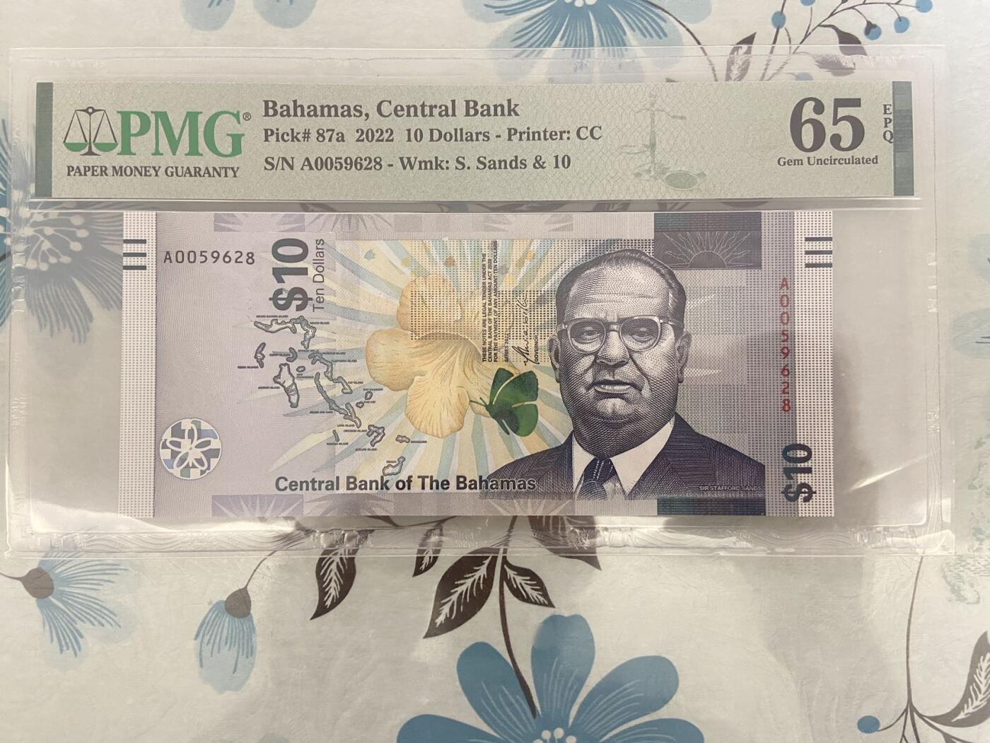 【炜奕收藏】第十期，评级币专场 2022年巴哈马10元，PMG65E，A冠无47