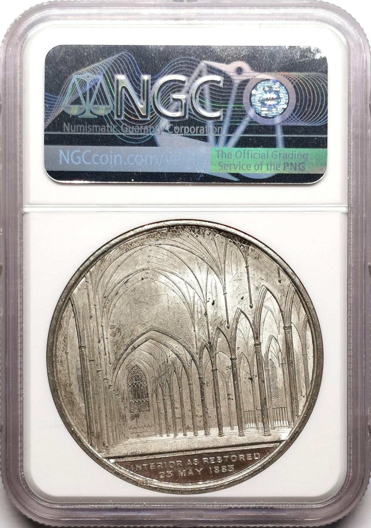 凡希社世界钱币微拍第二百七十八期 1883苏格兰圣吉尔斯大教堂纪念章白色金属NGC-MS61
