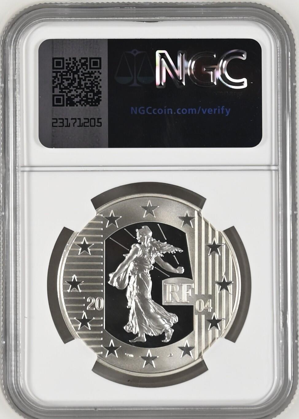 长老汇龙年精选第十三场拍卖 2004 法国播种者1.5法郎精制银币，NGC PF69UC，唯一冠军