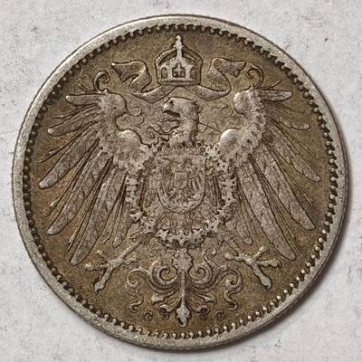 紫瑗钱币——第572期 - 德国 1906年 G版 第二帝国 长翅 1马克 银币 5.5克 0.9银