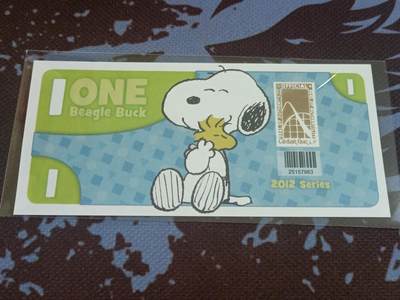 【游宝币钞】世界各国货币 甲辰六月廿八-中伏场  - 史努比乐园 2012年1元纪念钞 [UNC 全新未使用 同迪士尼一样也是很有价值的商业钞 欢迎比价后出价]