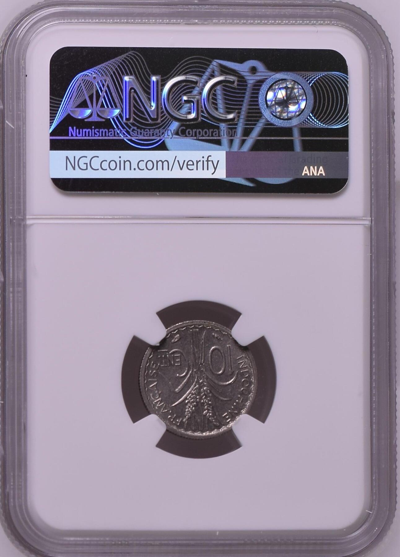 长老汇龙年精选第十三场拍卖 1939 法属印度支那10分镍币，NGC MS63，有磁版，更高5枚
