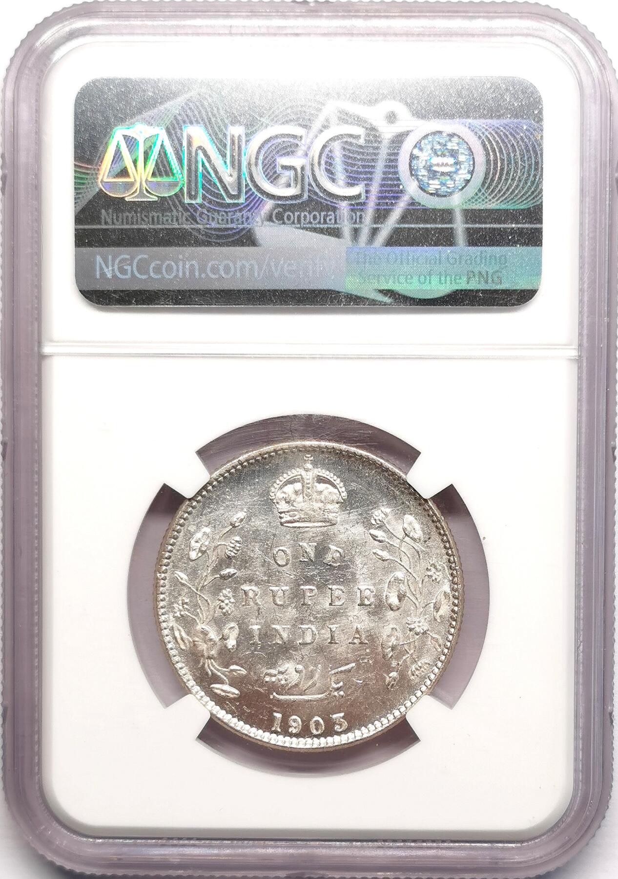 凡希社世界钱币微拍第二百七十八期 1903B英属印度爱七卢比NGC-MS62