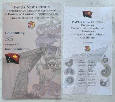 2024第28场（总第180期）：精品外钞、塑料钞、错版钞、评级币专场 - 巴布亚新几内亚独立35周年全套同号限量册装版UNC（仅发行500册、AA10 000303）