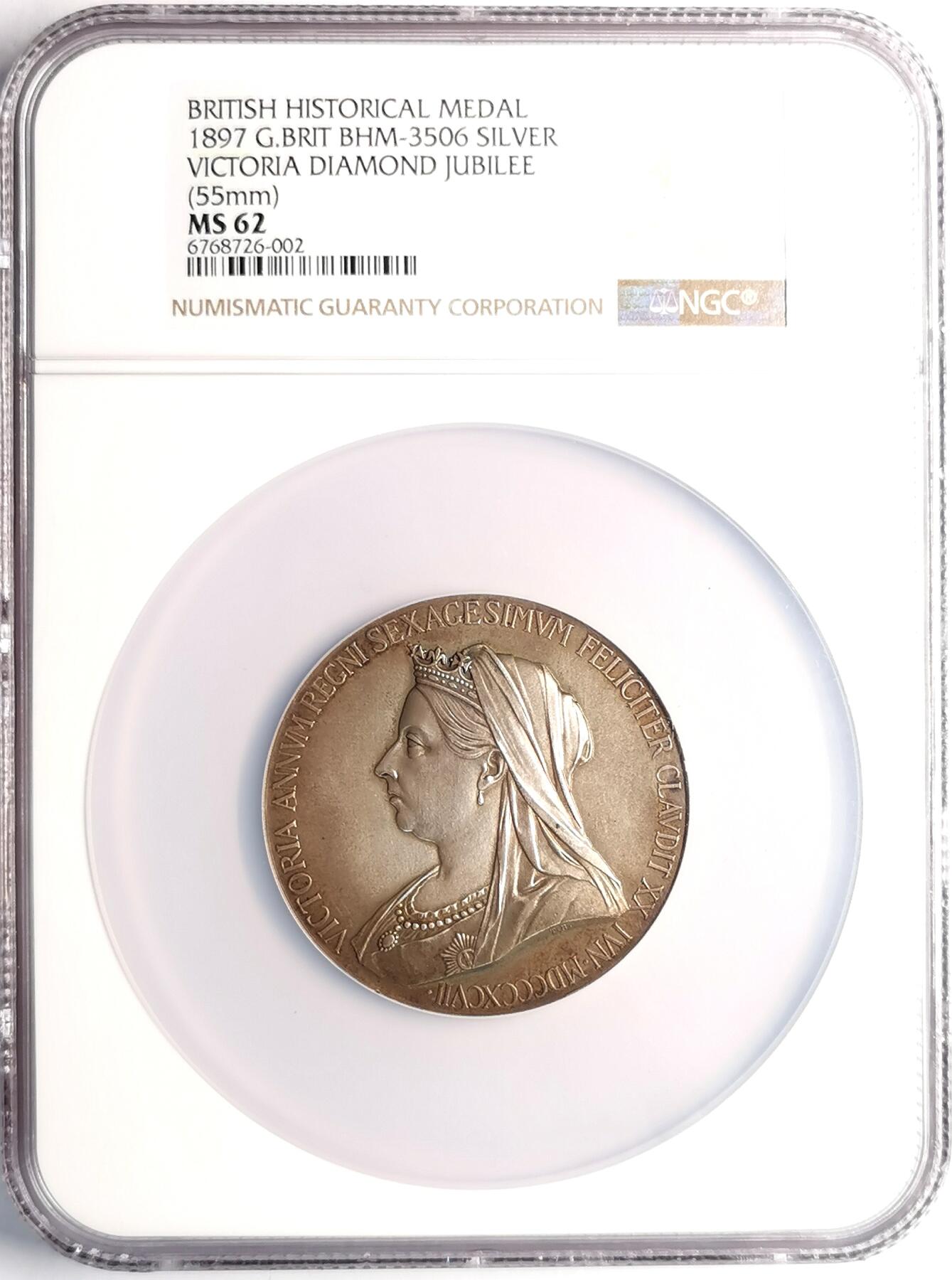 凡希社世界钱币微拍第二百七十八期 1897英国小维加冕纪念大型银章NGC-MS62