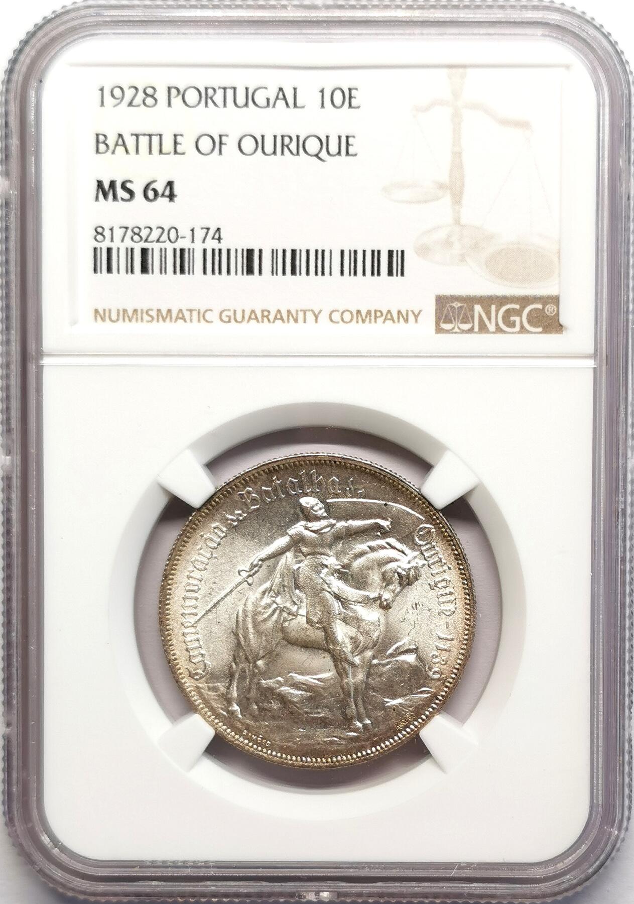 凡希社世界钱币微拍第二百七十八期 1928葡萄牙欧里基战役纪念10E银币NGC-MS64