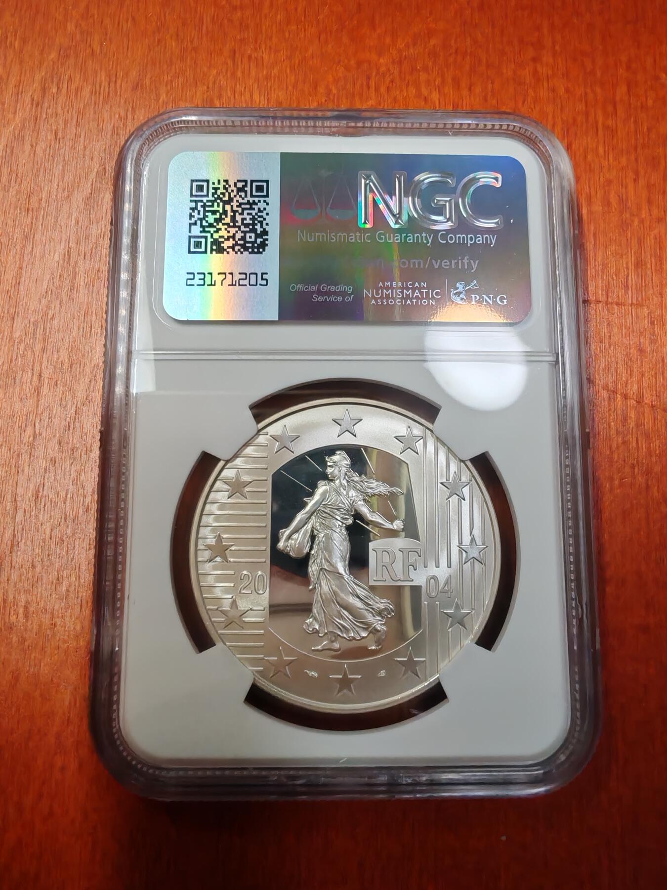 长老汇龙年精选第十三场拍卖 2004 法国播种者1.5法郎精制银币，NGC PF69UC，唯一冠军