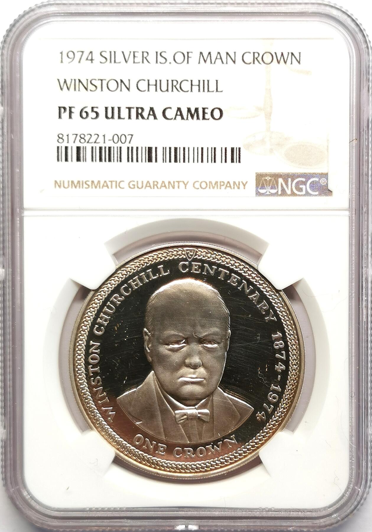 凡希社世界钱币微拍第二百七十八期 1974马恩岛丘吉尔纪念克朗大银NGC-PF65UC