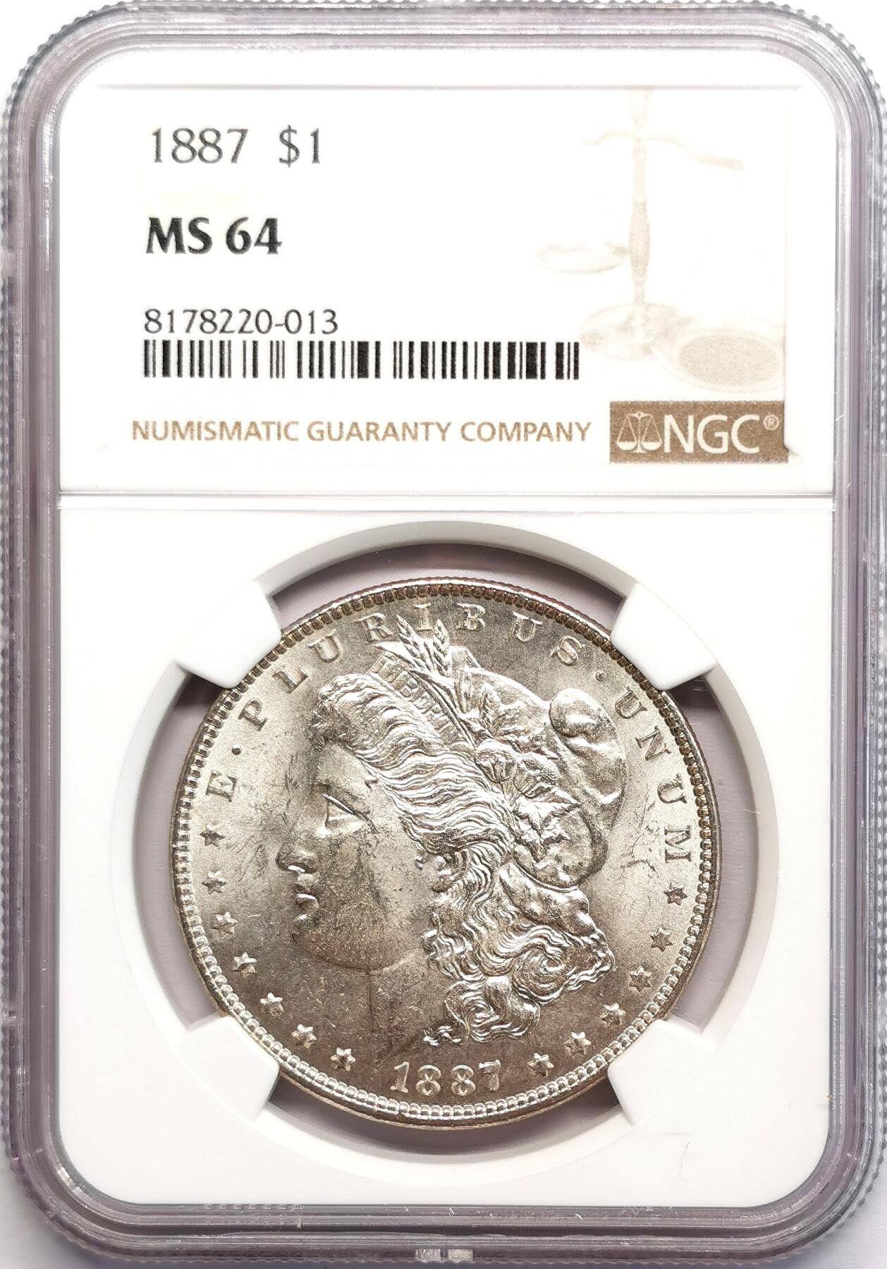 凡希社世界钱币微拍第二百七十八期 1887美国摩根壹元NGC-MS64