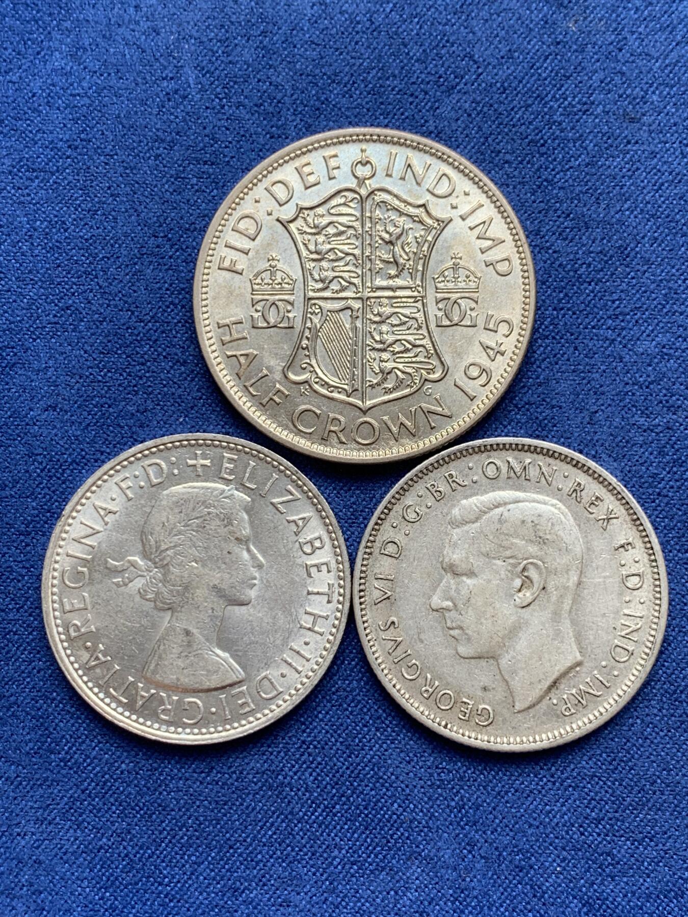 《竞宝斋》第292场- 周日，周一  2场连拍 （全场包邮） 3枚一组 英系银币 半克朗1枚+佛罗林2枚