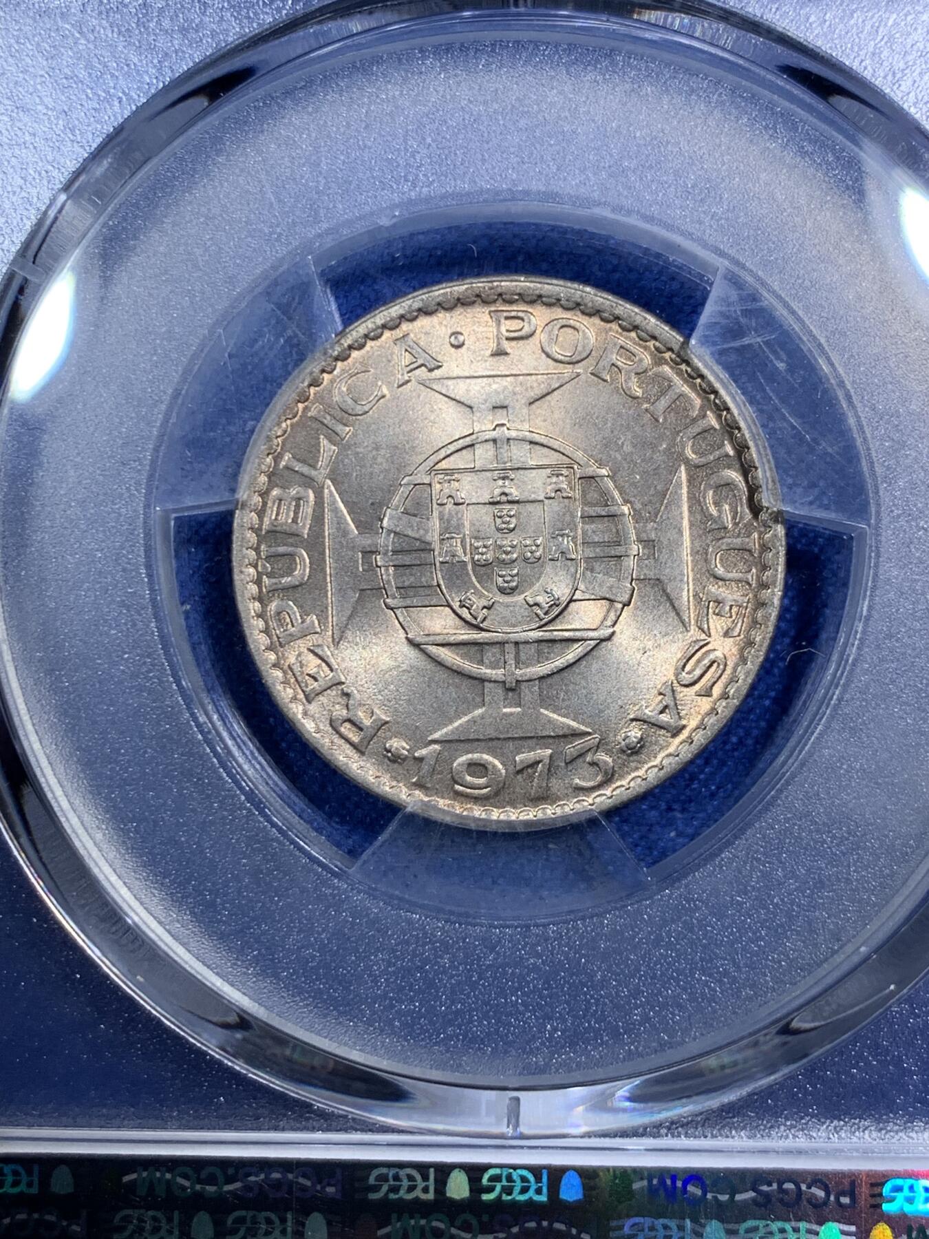《竞宝斋》第292场- 周日，周一  2场连拍 （全场包邮） PCGS MS65 1973澳门五毫 原袋拆出送评 两面转光犀利 毫无瑕疵 顶级高分