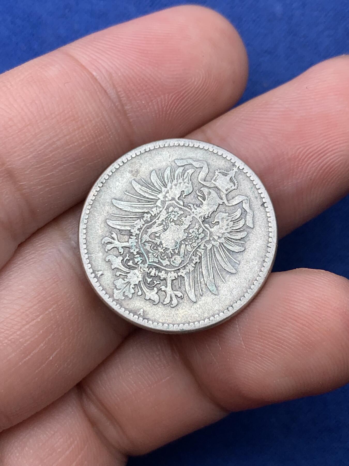 《竞宝斋》第292场- 周日，周一  2场连拍 （全场包邮） 德国1892+1875 帝国马克长翅短翅一对 ，早期长翅也难得