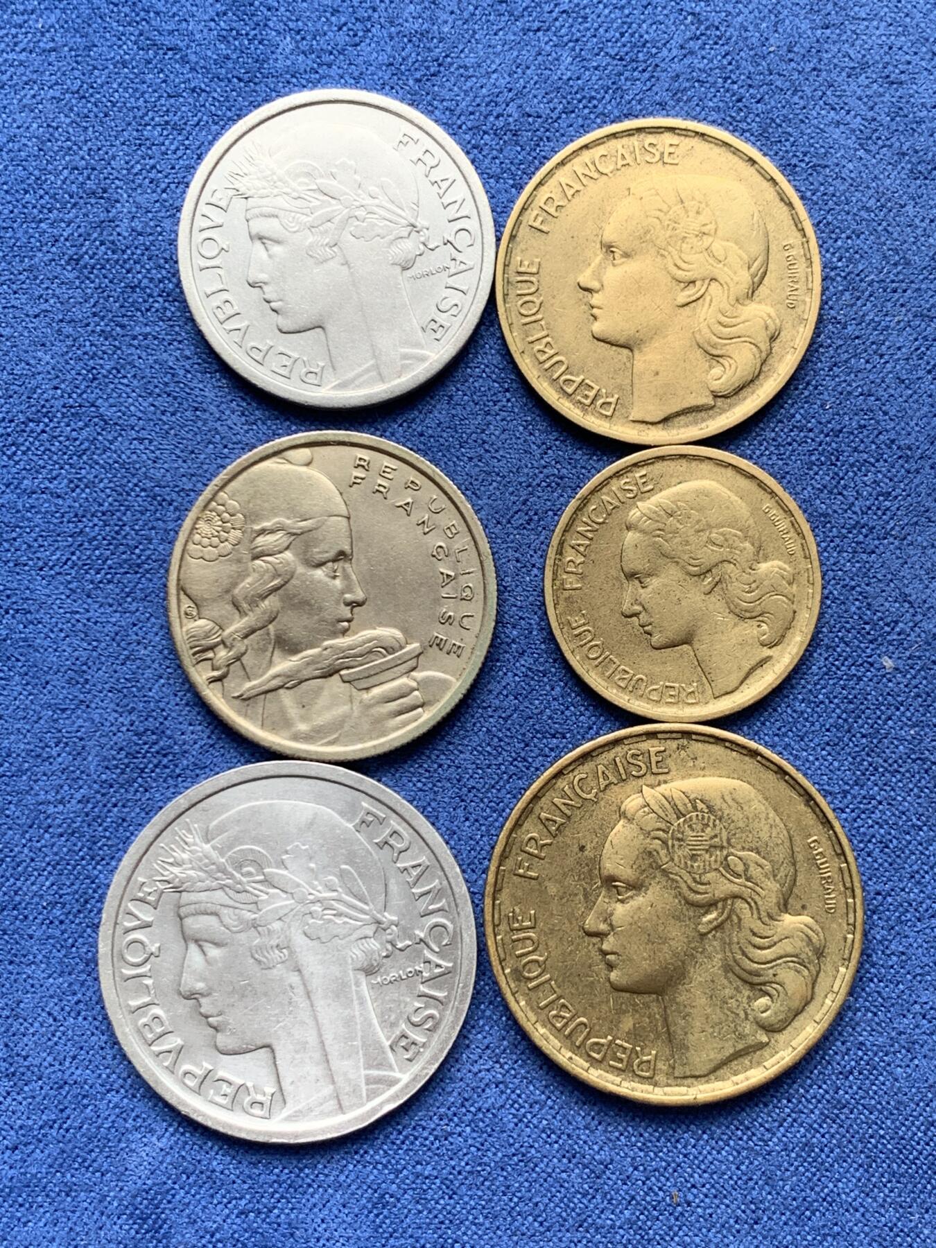 《竞宝斋》第292场- 周日，周一  2场连拍 （全场包邮） 法国 6枚装 早期硬币