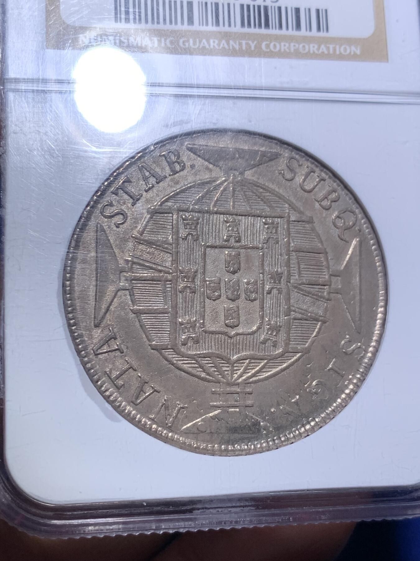 《竞宝斋》第292场- 周日，周一  2场连拍 （全场包邮） NGC MS62 葡属巴西1820年960瑞斯大银币 老盒老味道，打制清晰，币面清爽，不可多得