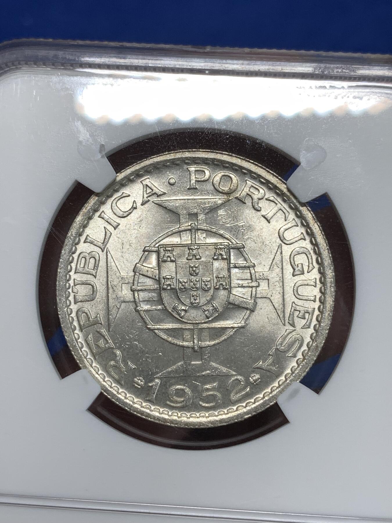 《竞宝斋》第292场- 周日，周一  2场连拍 （全场包邮） NGC MS63 中国澳门 1952年5元 葡属殖民风情 上海严评 性价比高