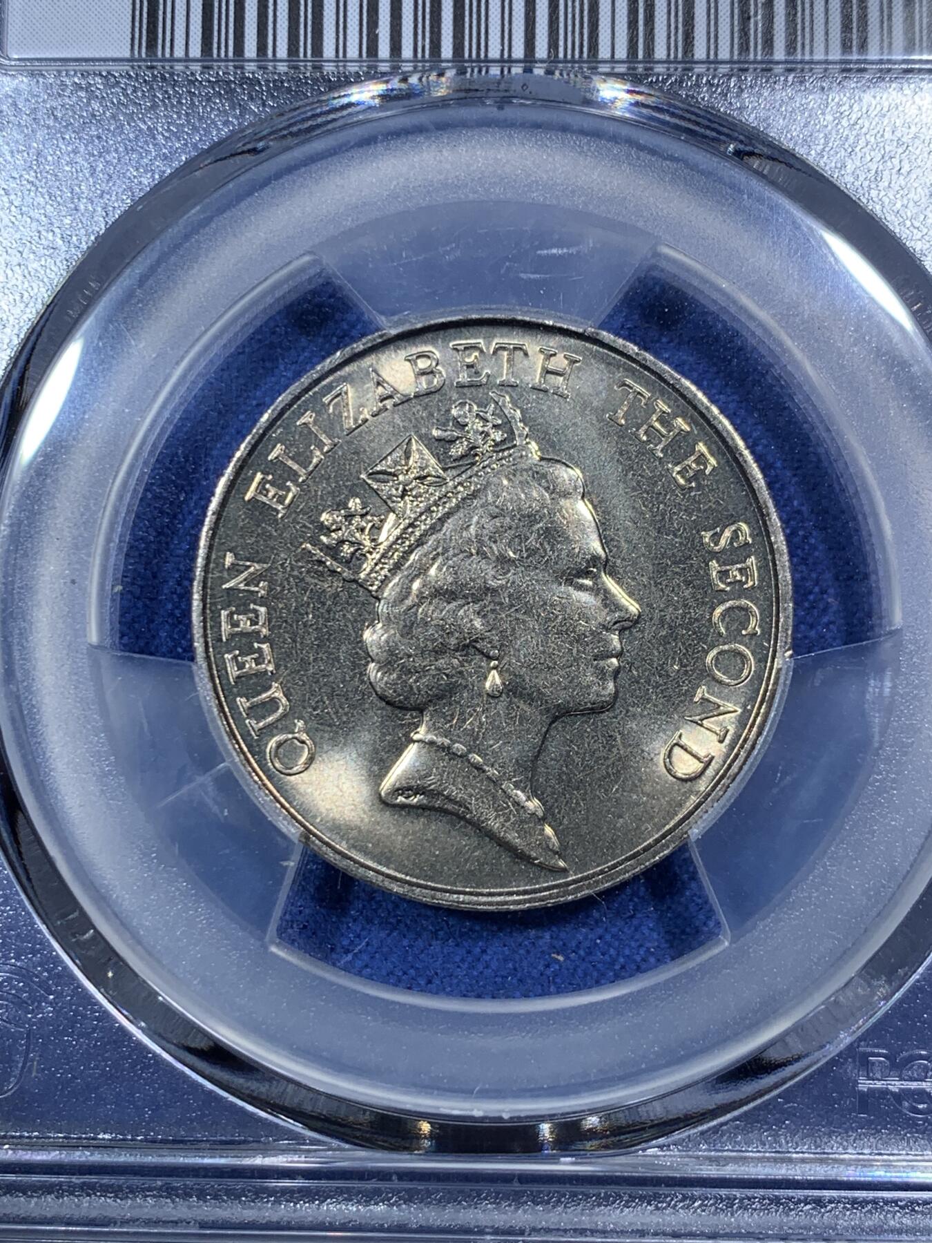 《竞宝斋》第292场- 周日，周一  2场连拍 （全场包邮） PCGS MS64 1985 香港 五圆 两面转光 厚重感强 不错的分数 性价比高