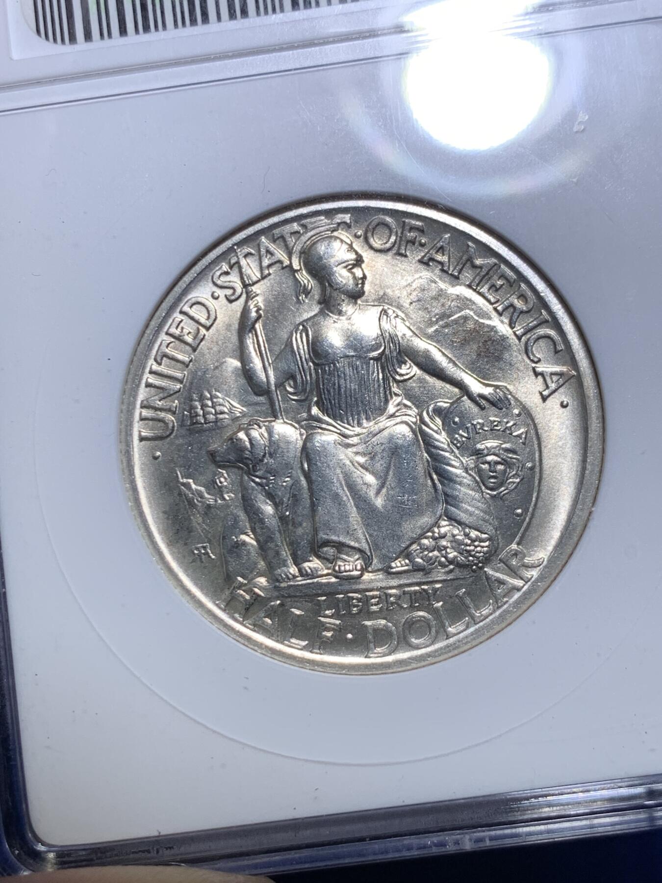 《竞宝斋》第292场- 周日，周一  2场连拍 （全场包邮） ANACS MS65 美国 1935年 圣地亚哥半美元 经典品种 漂亮设计 高分绝版小白盒 收藏一步到位