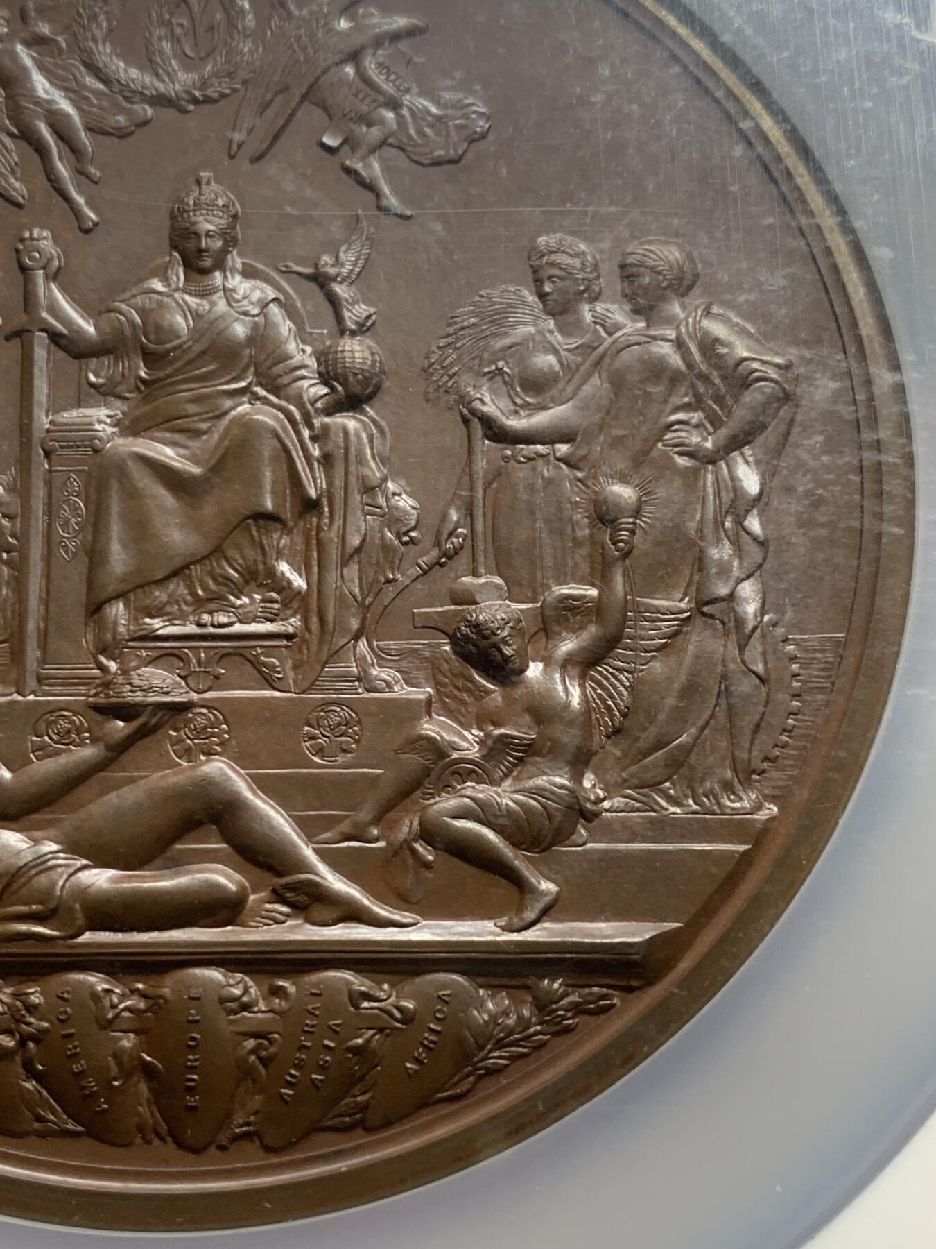 《竞宝斋》第292场- 周日，周一  2场连拍 （全场包邮） NGC MS63BN 英国1887年维多利亚女王登基50周年纪念铜章 直径75的超大经典铜章。