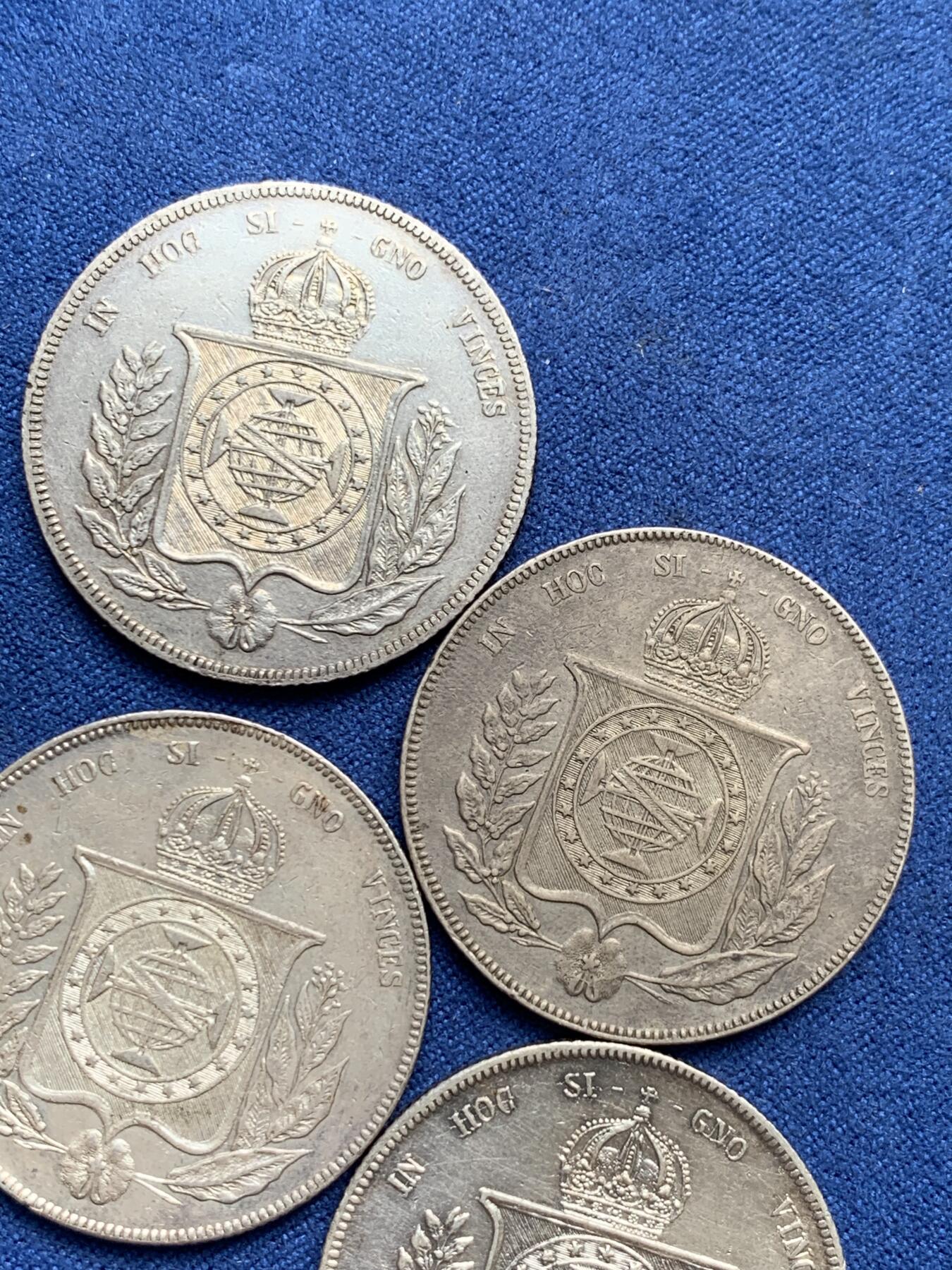 《竞宝斋》第292场- 周日，周一  2场连拍 （全场包邮） 4枚一组 巴西1000瑞斯 银币