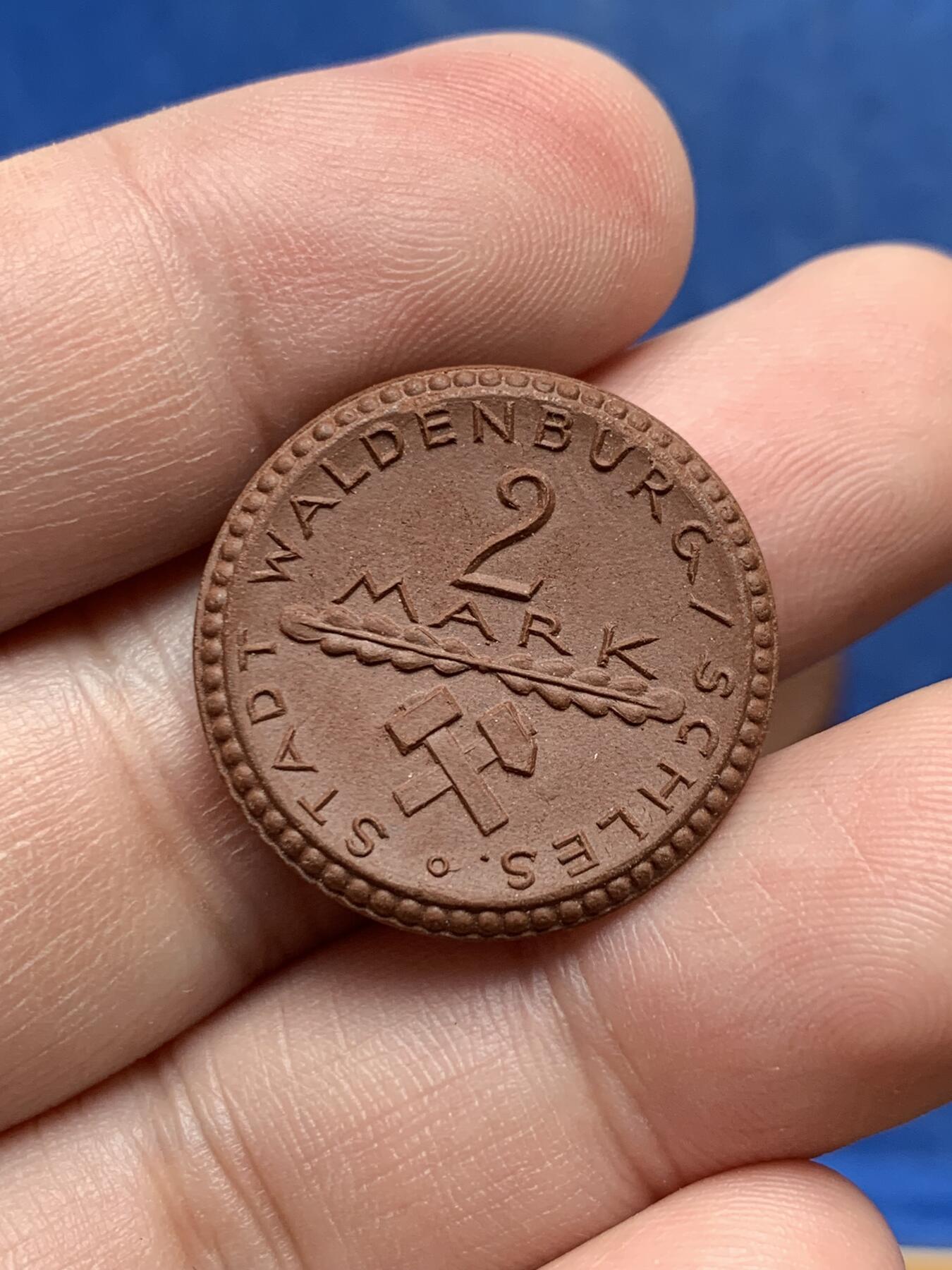 《竞宝斋》第292场- 周日，周一  2场连拍 （全场包邮） 两枚一组 德紧陶币 瓦尔登堡1922年二马克+三马克 非常稀少的品种