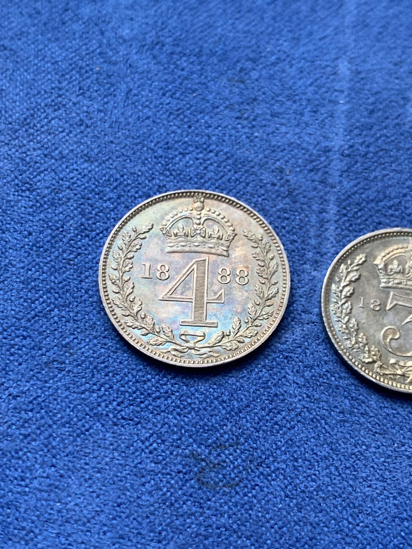 《竞宝斋》第292场- 周日，周一  2场连拍 （全场包邮） 维多利亚 1888 Maundy Coin 套组 难的是年份 可遇不可求 英系或者维多利亚凑套必不可少的藏品 细节见图