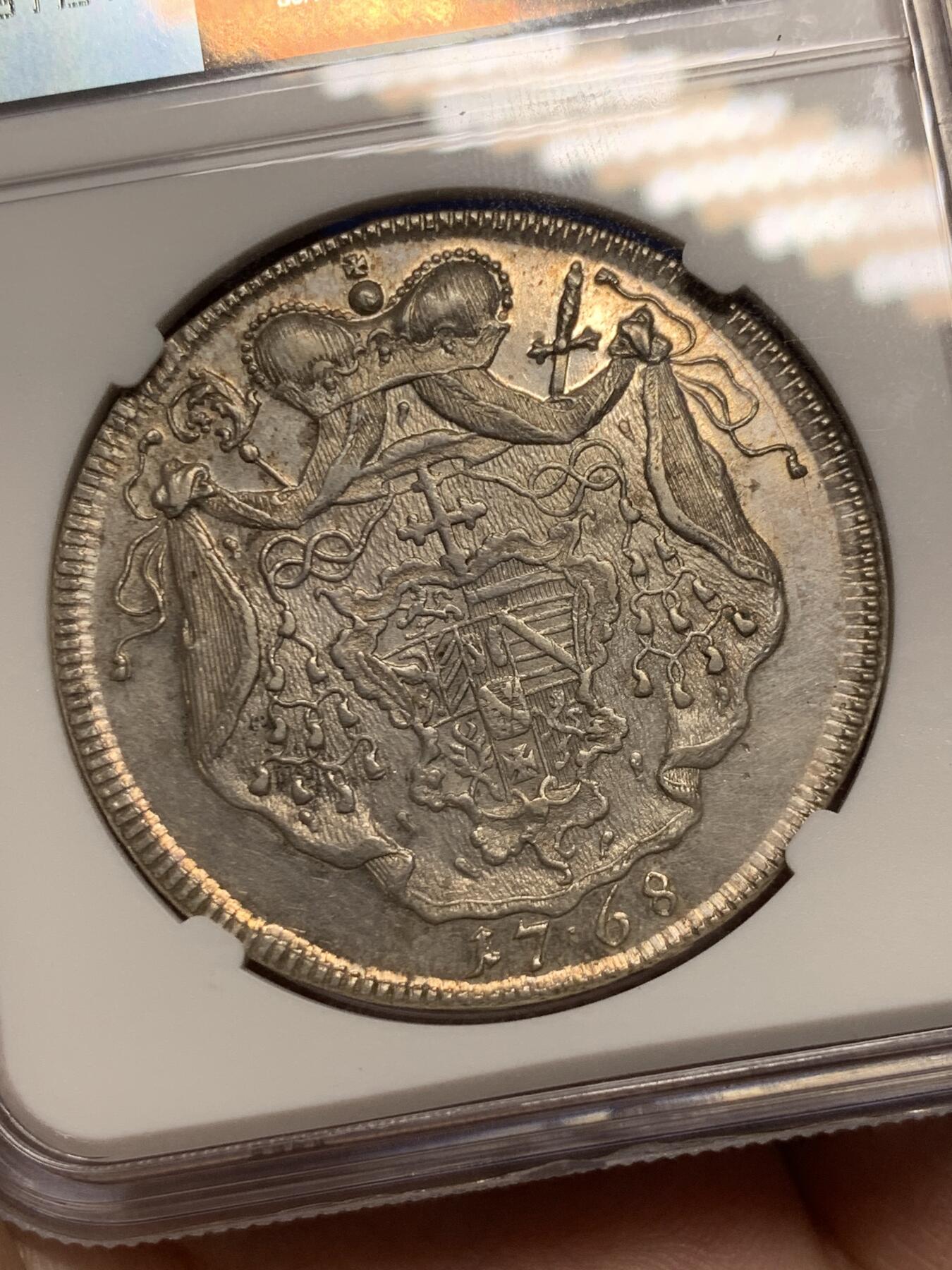 《竞宝斋》第292场- 周日，周一  2场连拍 （全场包邮） NGC MS61 萨尔茨堡主教区 1768 施拉滕巴赫 泰勒大银币 唯一入盒冠军分 只发行两年 少见盐堡品种 不可错过