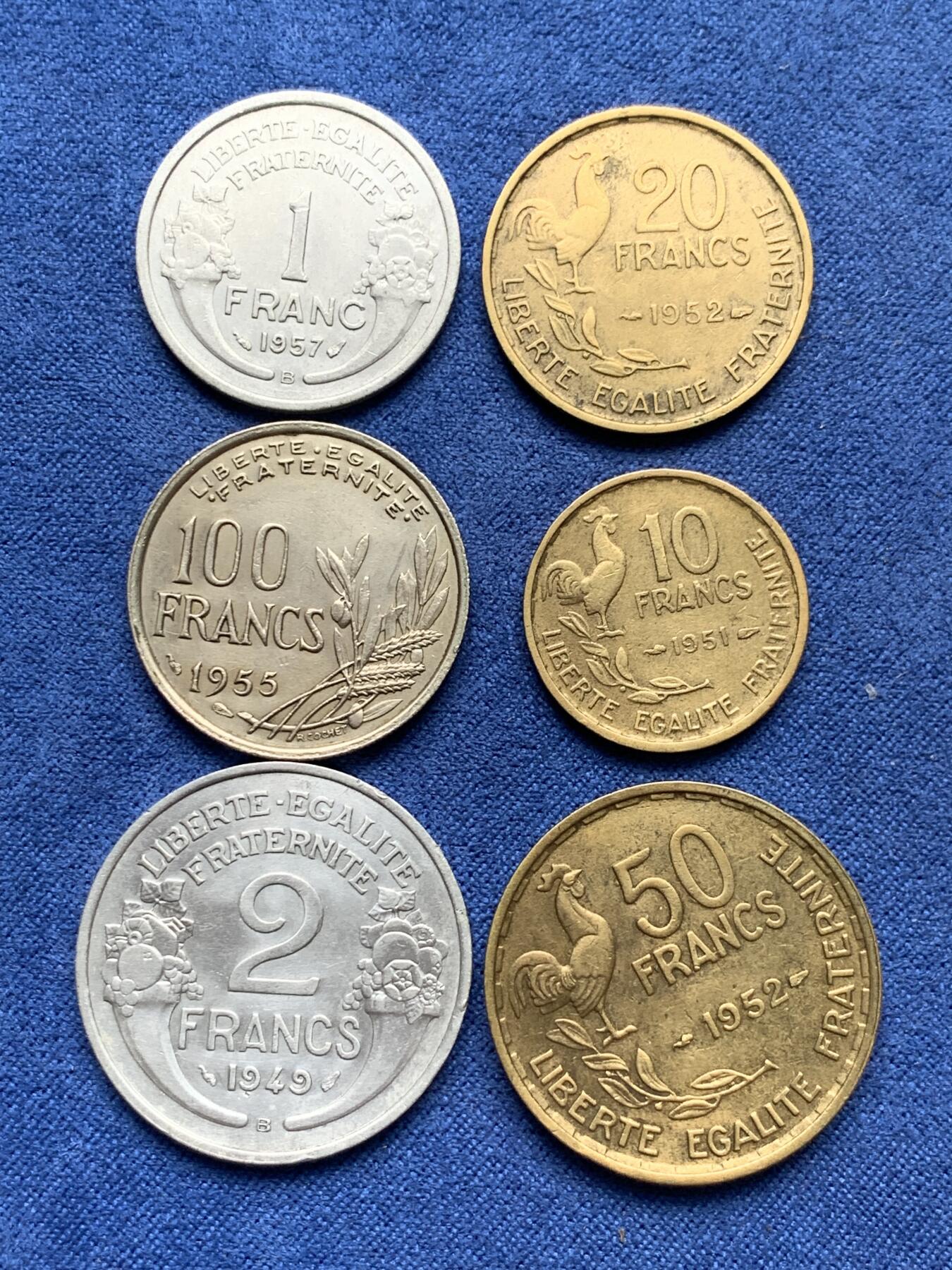 《竞宝斋》第292场- 周日，周一  2场连拍 （全场包邮） 法国 6枚装 早期硬币