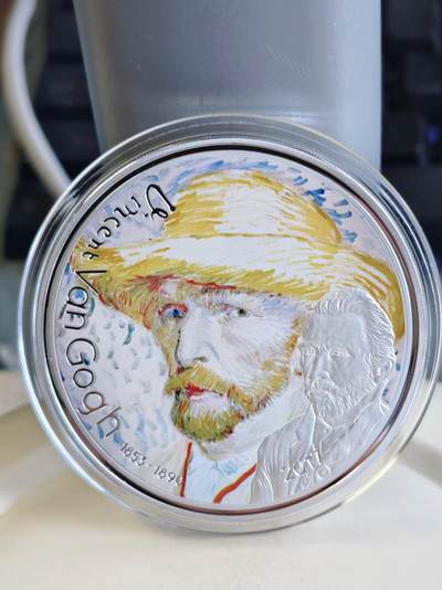 第193期拍卖 - 加蓬2017年画家梵高作品集彩色镀银纪念币,直径50毫米，