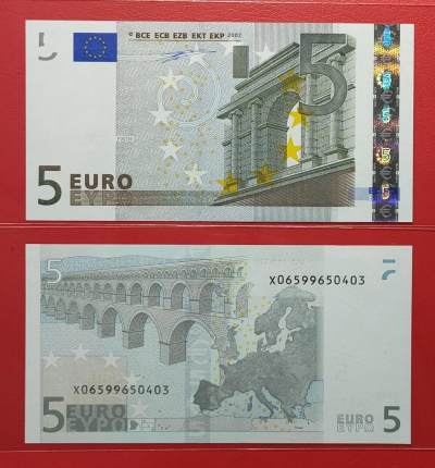 欧盟 纸币 Euro 2002版 5欧元 € 一签 全新UNC 单价 - 欧盟 纸币 Euro 2002版 5欧元 € 一签 全新UNC 单价