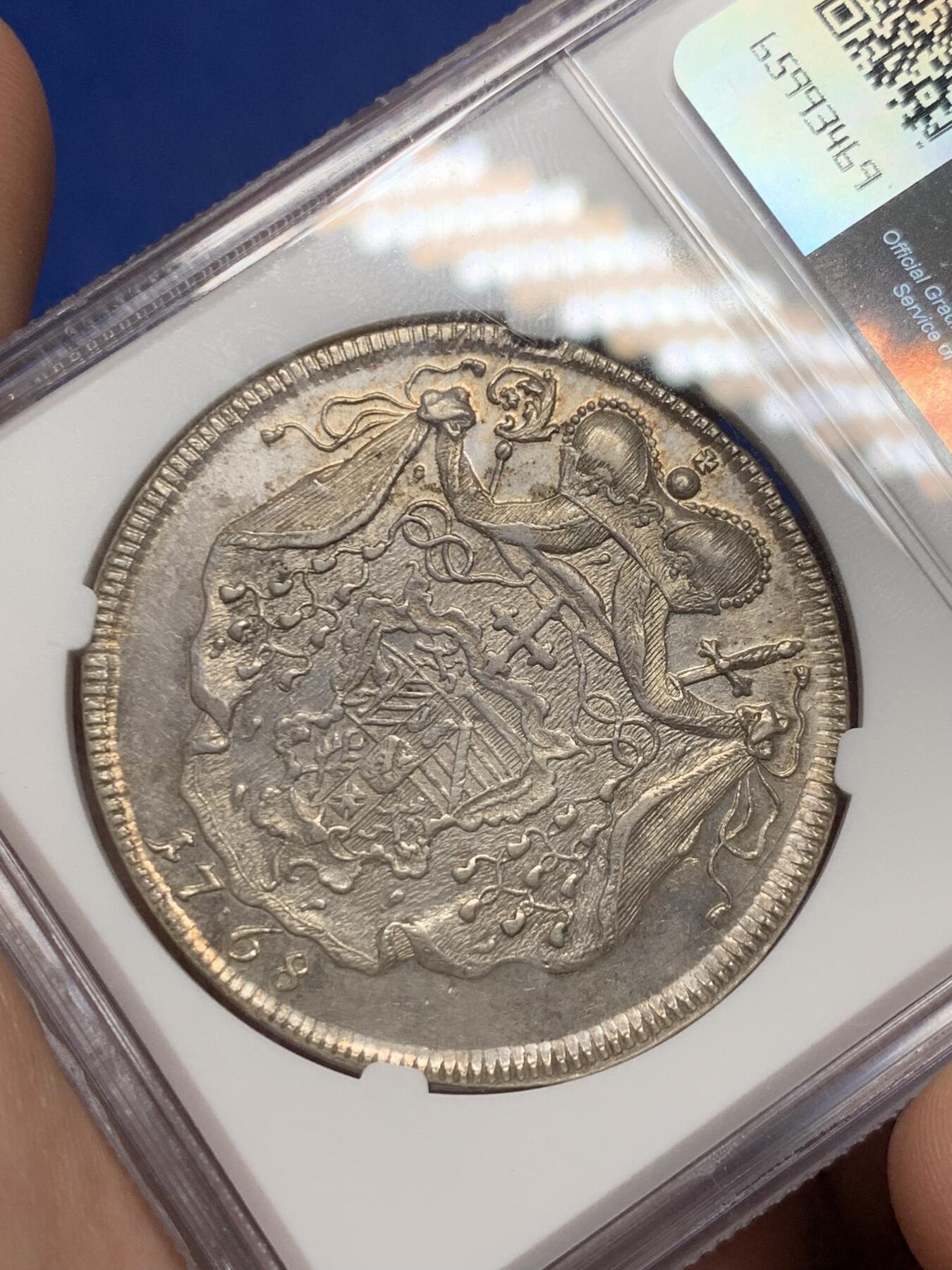 《竞宝斋》第292场- 周日，周一  2场连拍 （全场包邮） NGC MS61 萨尔茨堡主教区 1768 施拉滕巴赫 泰勒大银币 唯一入盒冠军分 只发行两年 少见盐堡品种 不可错过