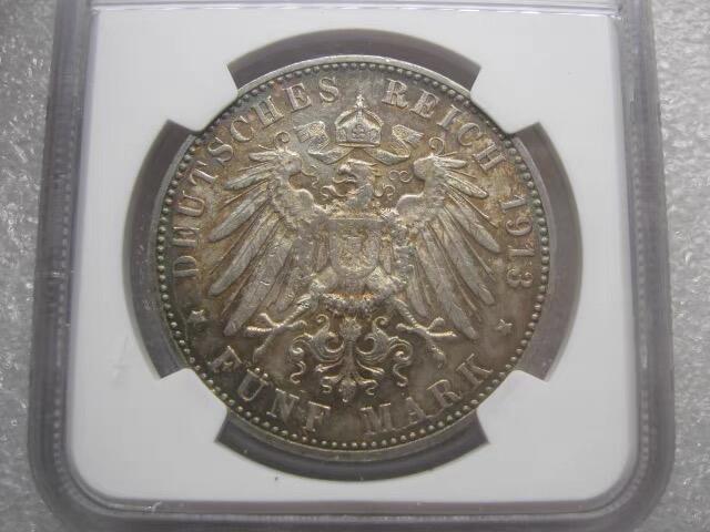 NGC-AU德国-符腾堡913年5马克克朗银币【020】