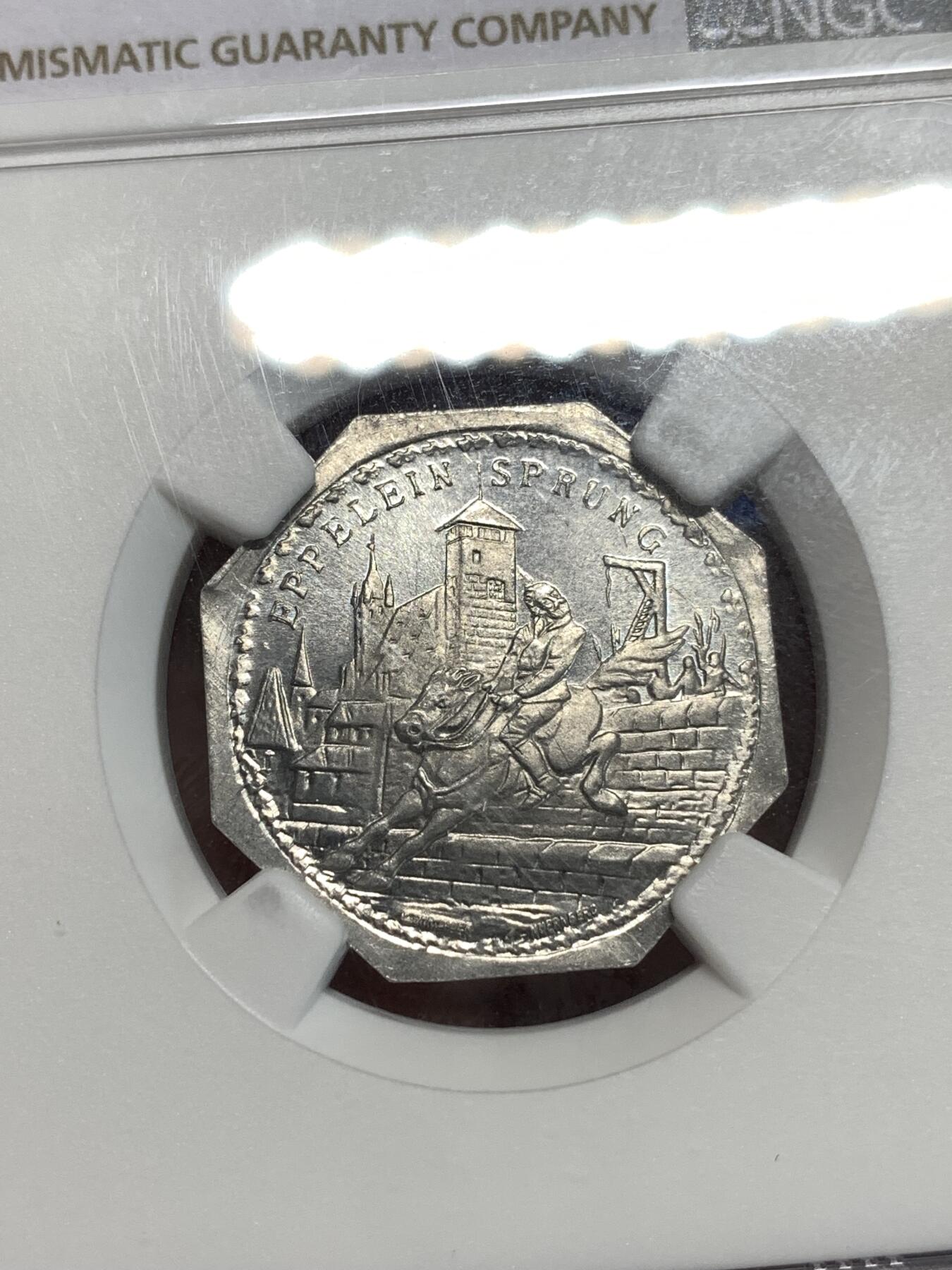 《竞宝斋》第292场- 周日，周一  2场连拍 （全场包邮） NGC MS65 德国1920年紧急状态时期纽伦堡20芬尼代用币