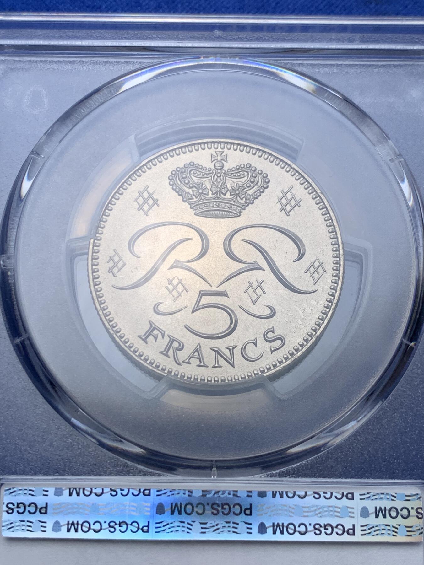 《竞宝斋》第292场- 周日，周一  2场连拍 （全场包邮） PCGS MS67 摩纳哥1977年5法郎 发行量仅78.2万的流通币，唯一的高分，冠军分，品相难得