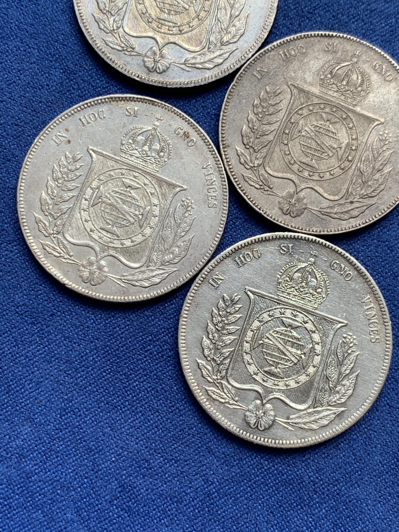 《竞宝斋》第292场- 周日，周一  2场连拍 （全场包邮） 4枚一组 巴西1000瑞斯 银币