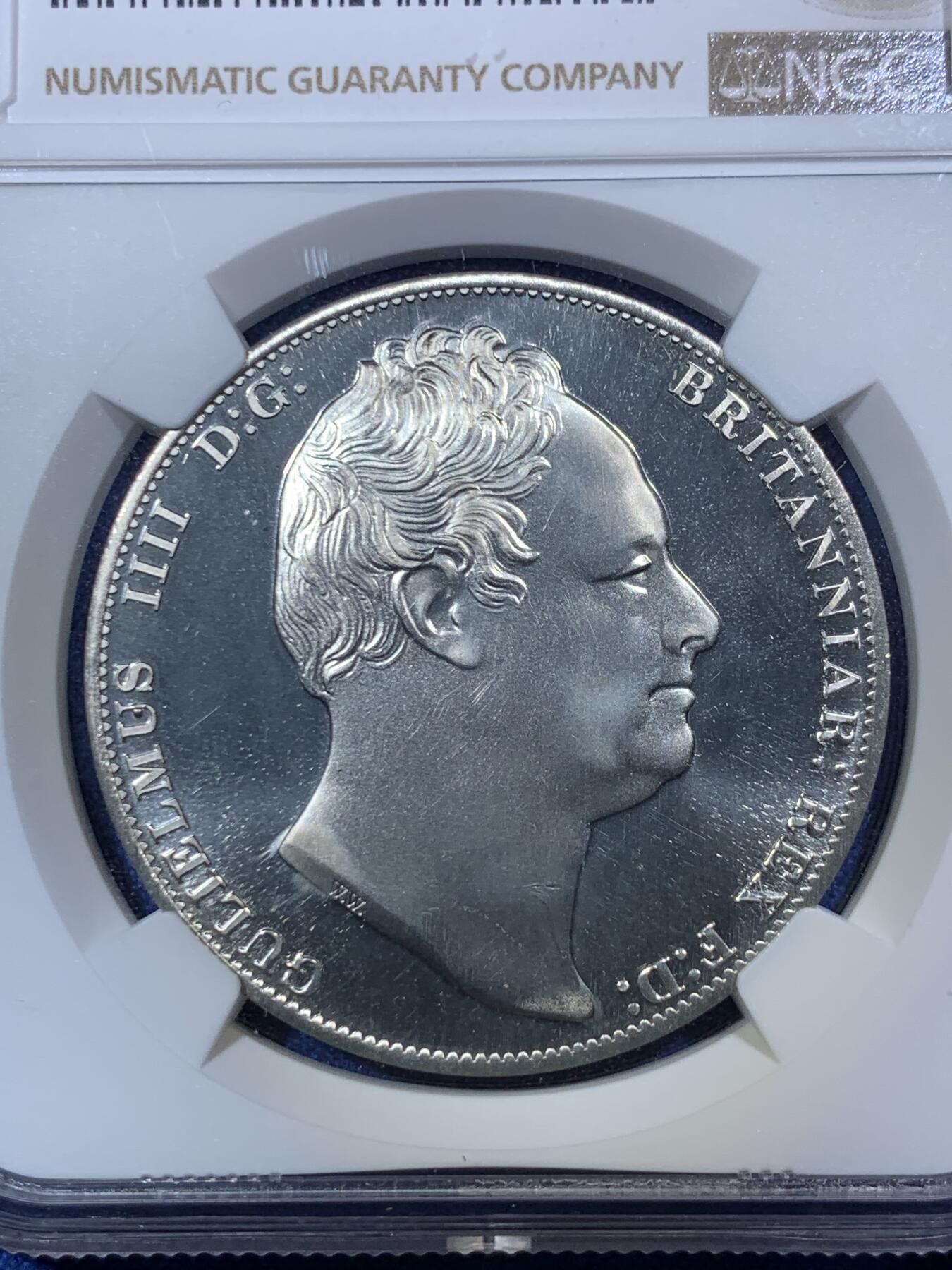 《竞宝斋》第292场- 周日，周一  2场连拍 （全场包邮） NGC PF68CAMEO 英国威廉四世幻想克朗 最高分 背面经典的美惠三女神