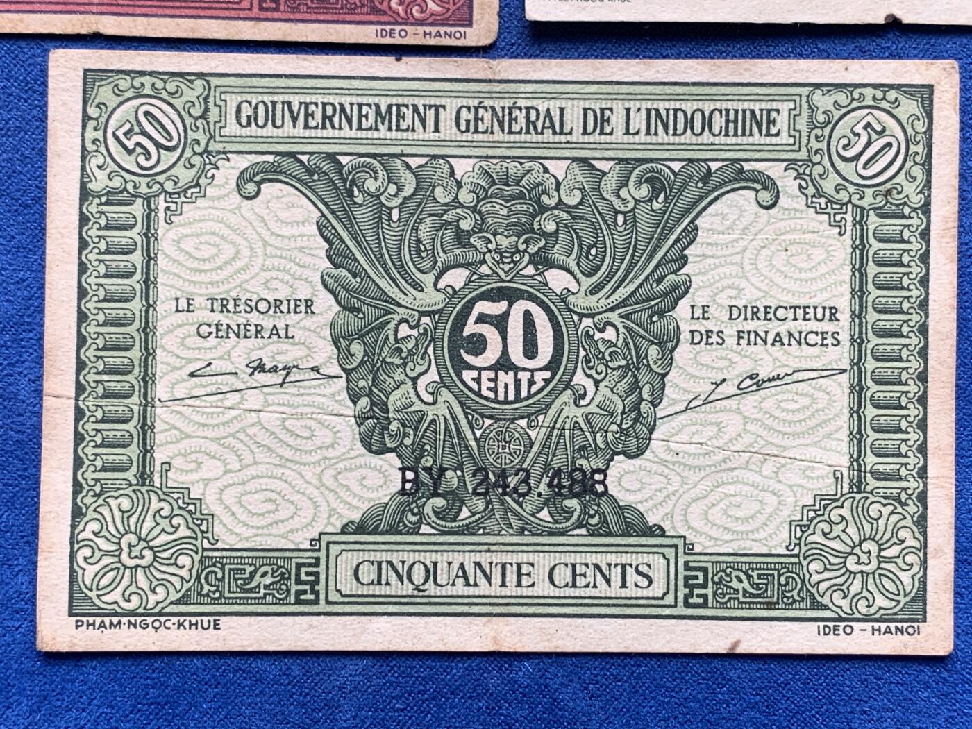 《竞宝斋》第292场- 周日，周一  2场连拍 （全场包邮） 4枚一组 法属印支纸币辅币一套